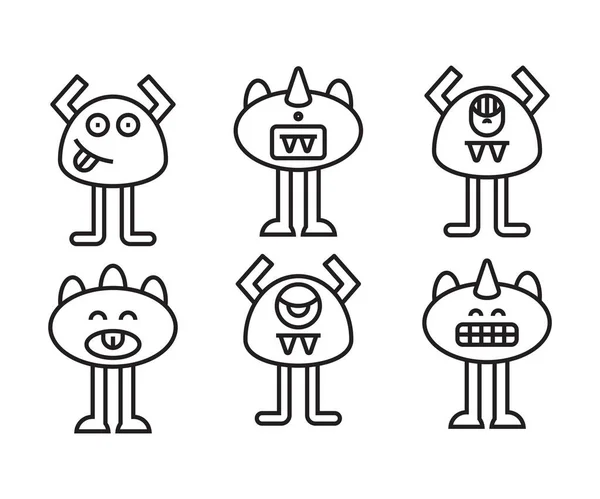 Funny Cute Monster Character Vector Set — Stock Vector