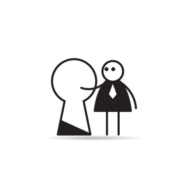 İş adamı ve anahtar deliği simgesi vektörü