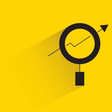 Gölge sarısı arkaplanı olan büyüteç ve grafik