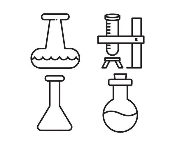 Frasco Laboratório Ícones Tubo Conjunto Vetor —  Vetores de Stock