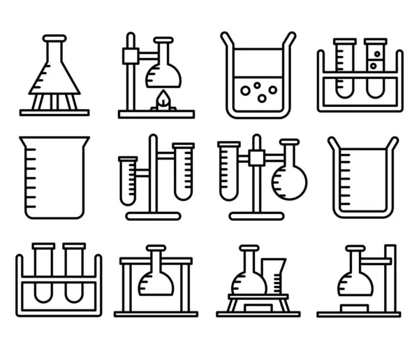 Laboratory Flask Tube Icons Set Vector — ストックベクタ