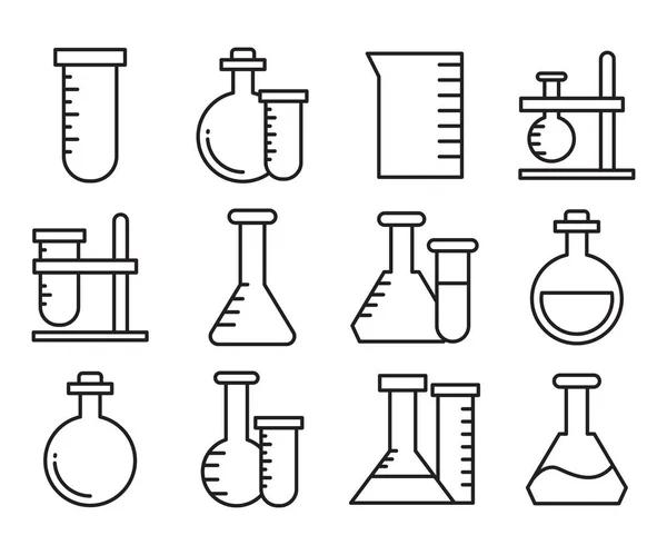 Matraz Laboratorio Iconos Tubo Conjunto Vector — Vector de stock