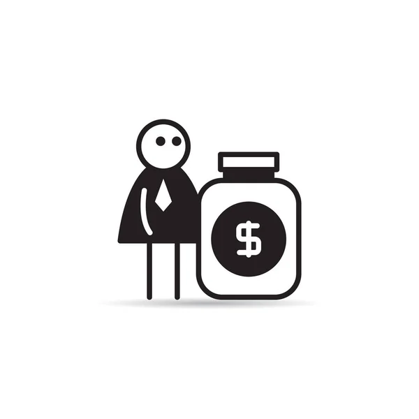 Zakenman Geld Pot Pictogram Vector — Stockvector