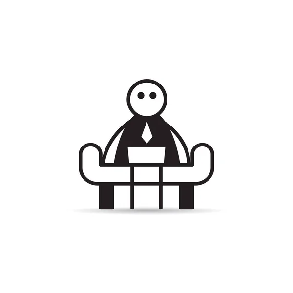 Businessman Sitting Working Laptop Icon — ストックベクタ