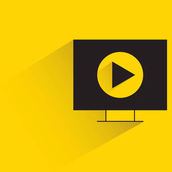 Media Player Desktop Shadow Yellow Background — Stock Vector