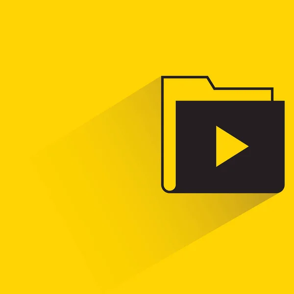 Video Folder Shadow Yellow Background — Stock Vector