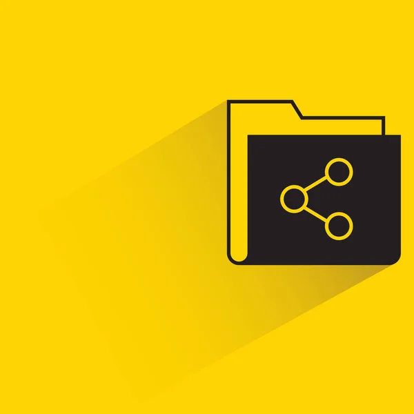 Folder Share Icon Shadow Yellow Background — Archivo Imágenes Vectoriales