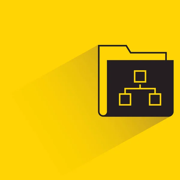 Folder Diagram Icon Shadow Yellow Background — Archivo Imágenes Vectoriales