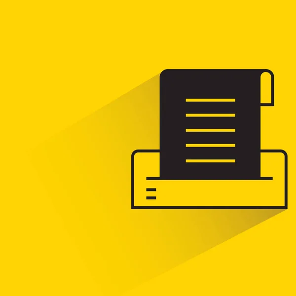 Drucker Und Dokumentensymbol Mit Schatten Auf Gelbem Hintergrund — Stockvektor