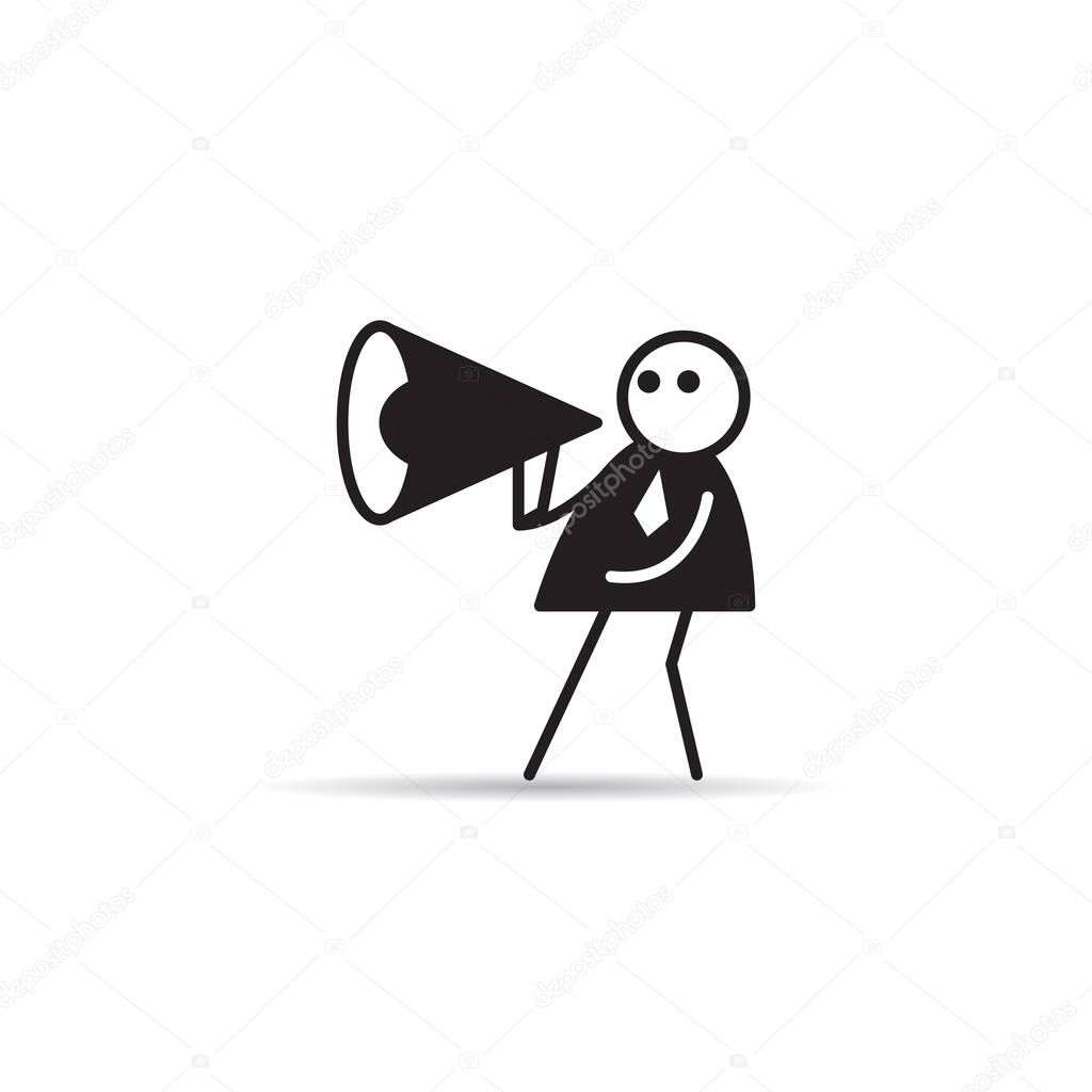 businessman holding and speaking on megaphone icon vector