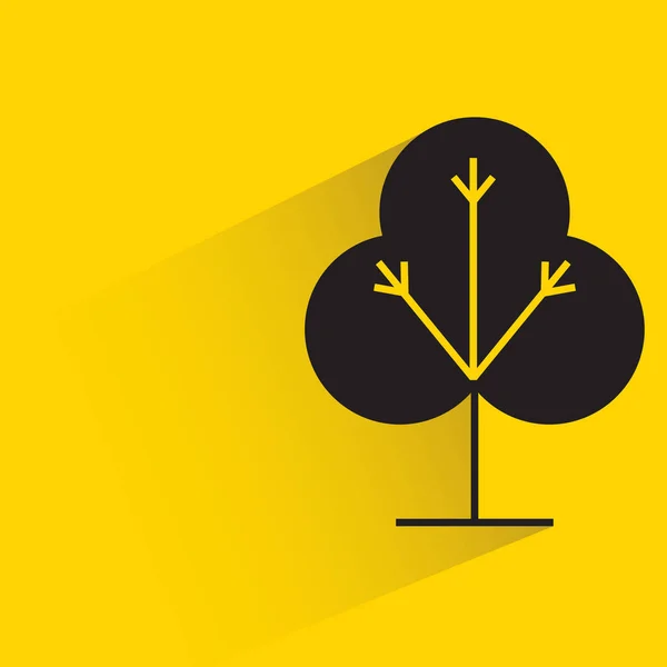 Sarı Arka Planda Gölgesi Olan Ağaç — Stok Vektör