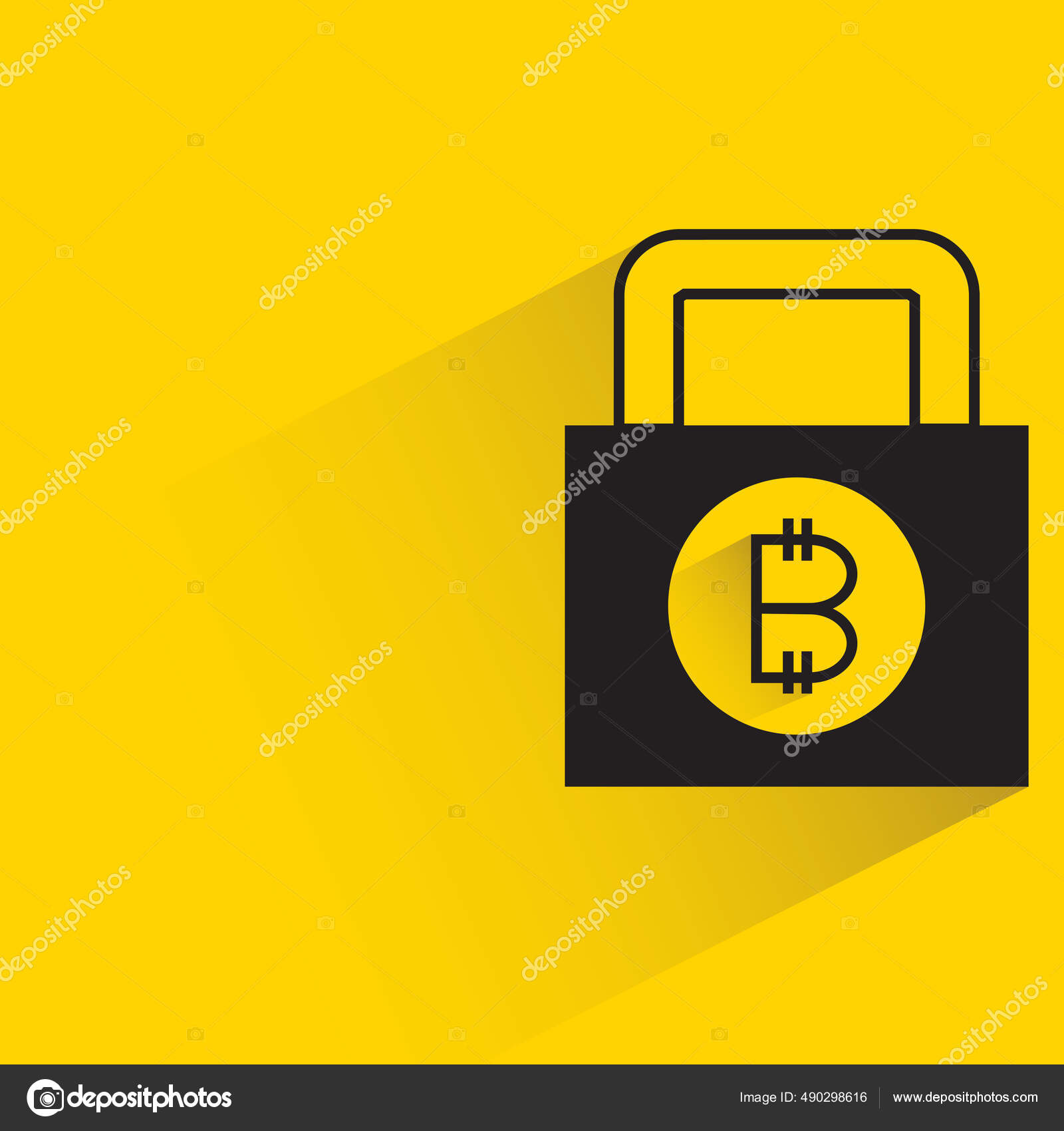 黄底比特币私钥图库矢量图©loopang 490298616