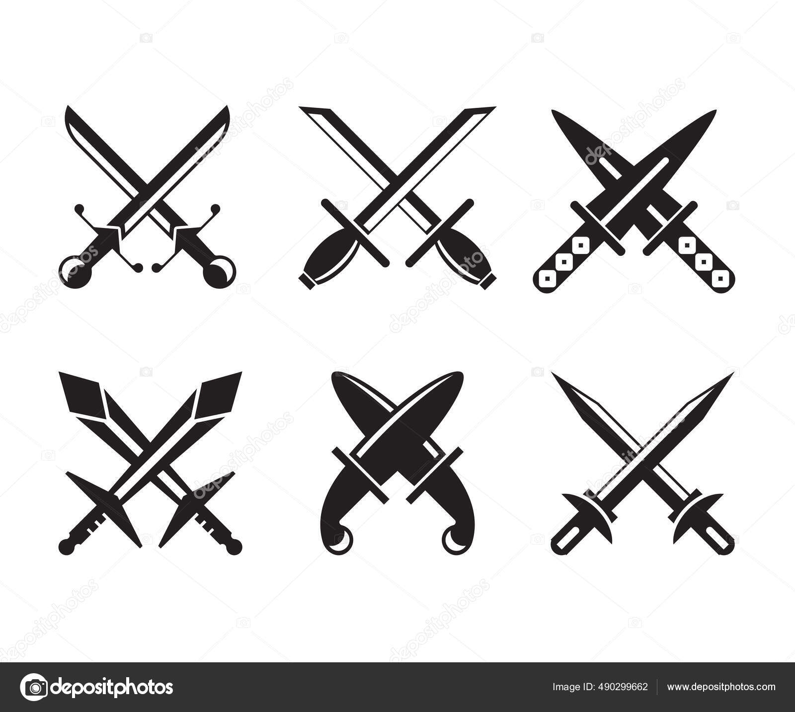 Katana japanese crossed sword traditional weapon and japanese crossed  metallic swords knife. Japanese crossed swords icon cartoon vector  illustration on white background.