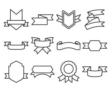 kurdele pankartı etiketi ve ödül rozeti vektör illüstrasyonu