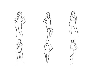 skeç el çizimi kadın modeli poz vektör çizimi