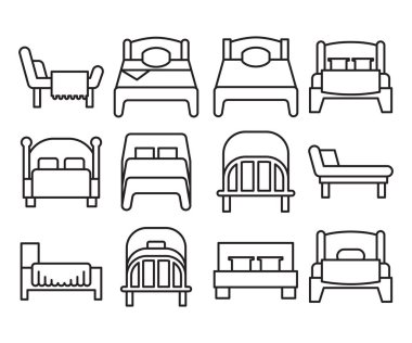 yatak çizgisi simgeleri vektör illüstrasyonunu ayarla