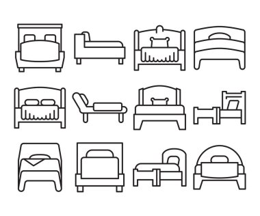 yatak çizgisi simgeleri vektör illüstrasyonunu ayarla