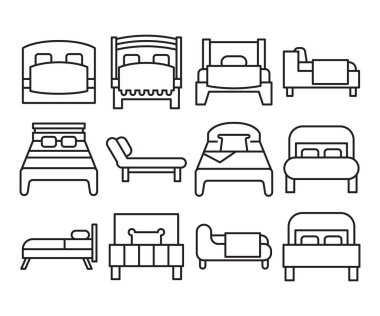 yatak çizgisi simgeleri vektör illüstrasyonunu ayarla