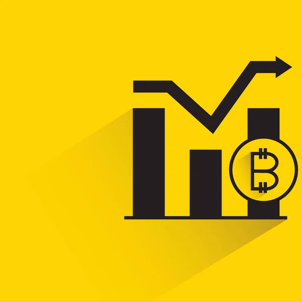 Ikona Bitcoinového Pruhu Stínem Žlutém Pozadí — Stockový vektor