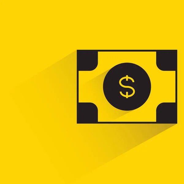 Dollar Bank Pictogram Gele Achtergrond — Stockvector
