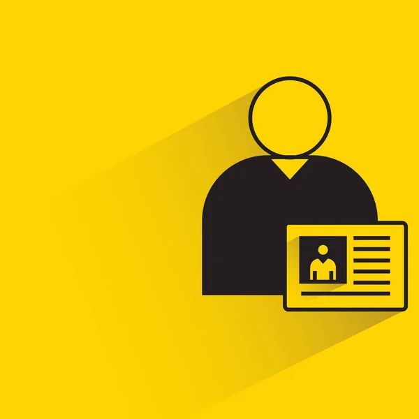 Personas Con Icono Tarjeta Visita Sobre Fondo Amarillo — Vector de stock