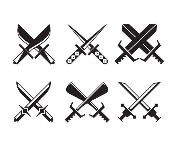 Cruzado Espada Símbolo Vetor Ilustração —  Vetores de Stock