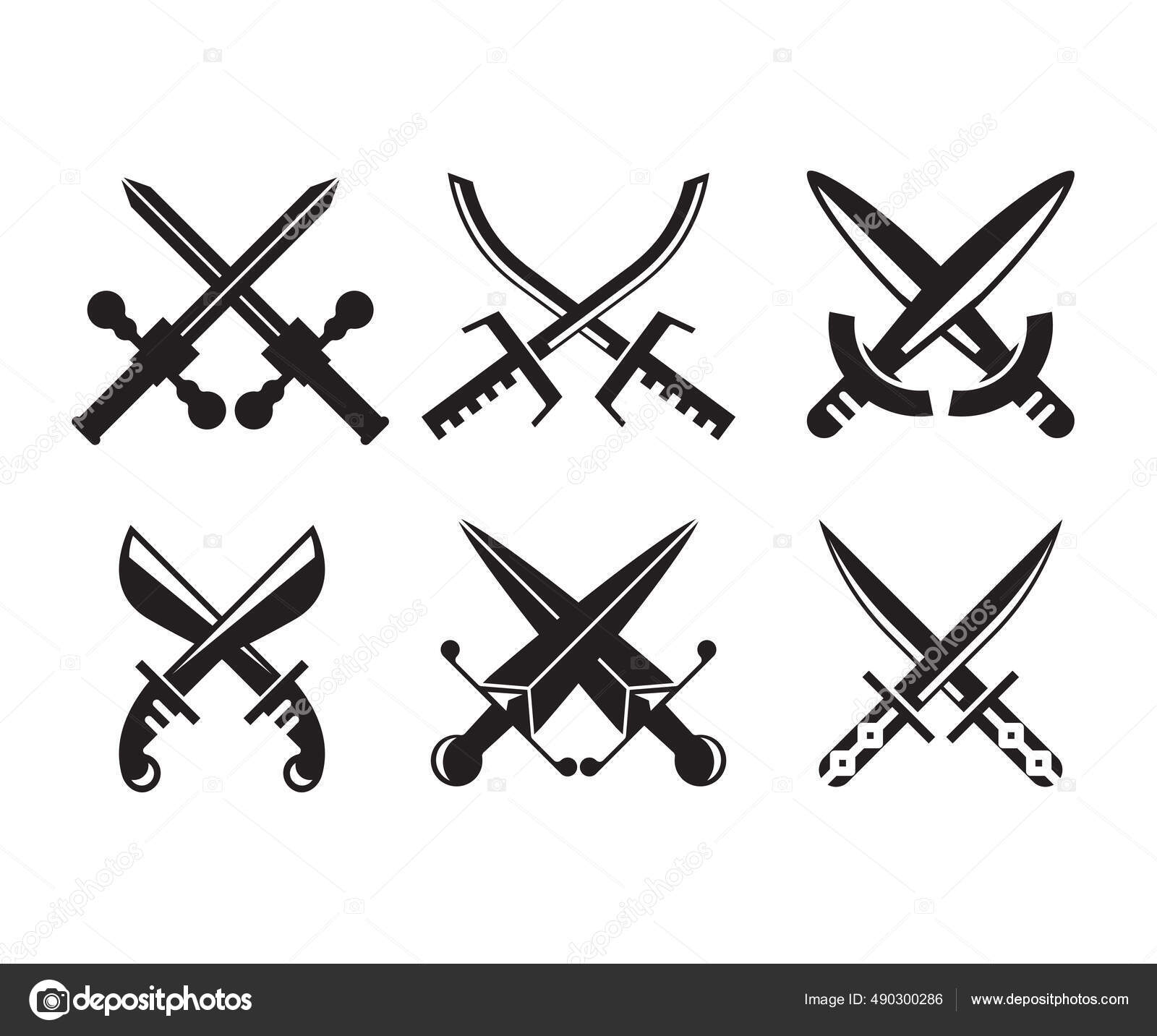 Katana japanese crossed sword traditional weapon and japanese crossed  metallic swords knife. Japanese crossed swords icon cartoon vector  illustration on white background.