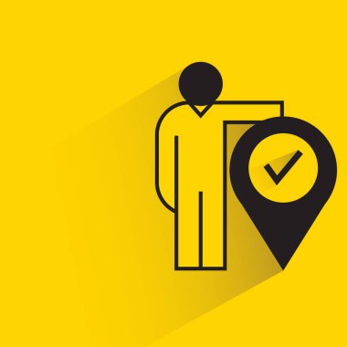 Sarı arkaplanda işaret simgesi olan adam