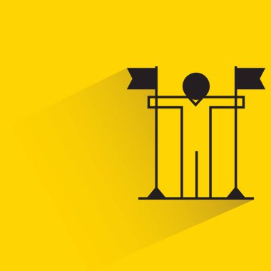 Sarı arka planda kazanan ve bayrak gölgesi