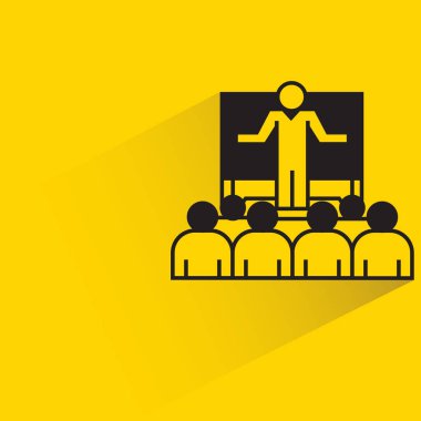 Sarı arkaplan üzerine seminer ve konferans simgesi