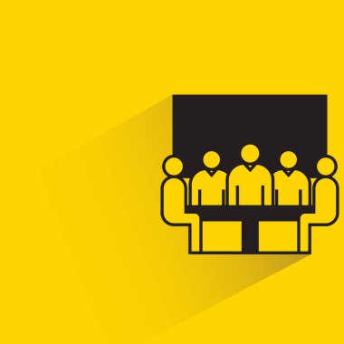 group of board meeting icon on yellow background