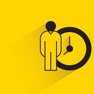 people with clock icon on yellow background