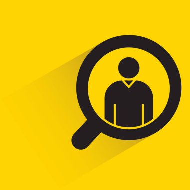 human resource magnifier icon on yellow background