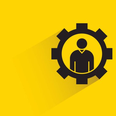 pople in gear icon on yellow background