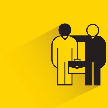 man and colleague on yellow background