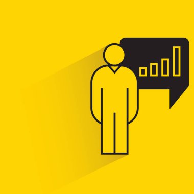people with bar chart message on yellow background