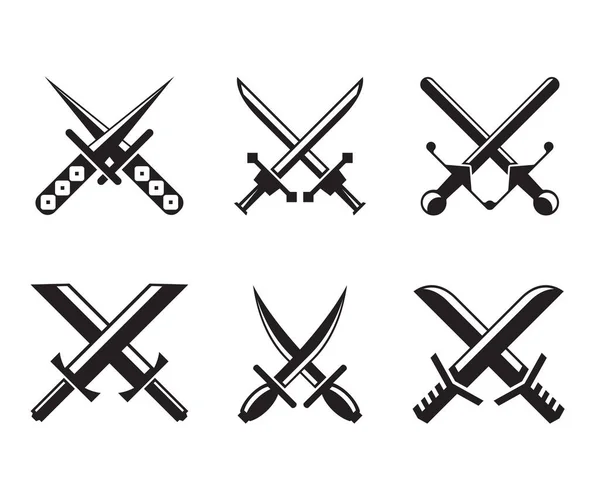 Espadas Cruzadas Símbolo Vector Ilustración — Vector de stock