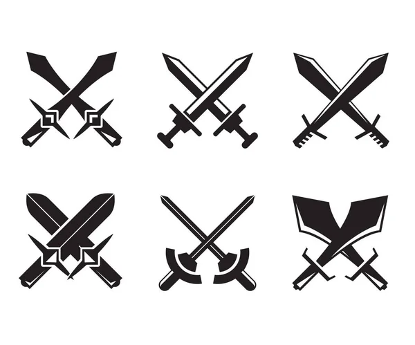Espadas Cruzadas Símbolo Vector Ilustración — Archivo Imágenes Vectoriales