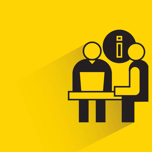 关于黄色背景的商业信息顾问和会议图标 — 图库矢量图片