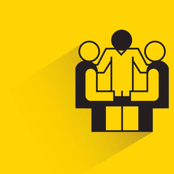Business Teamwork Meeting Icon Yellow Background — Stock Vector