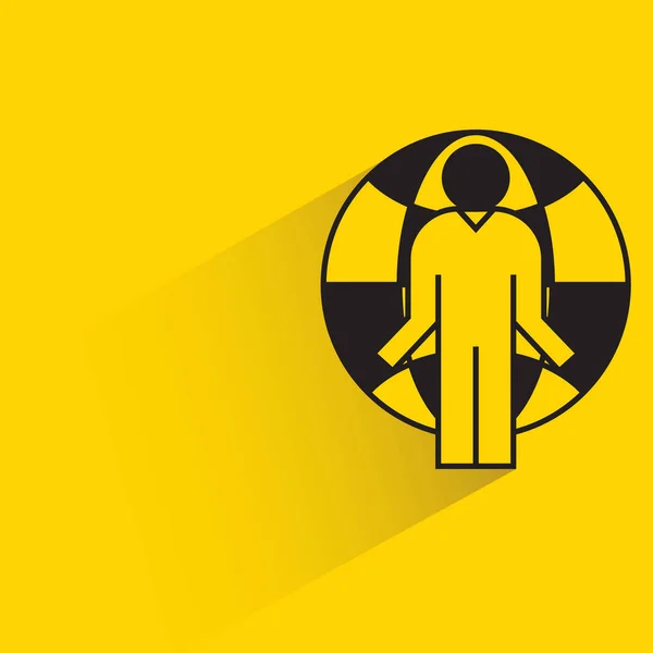 Man Globe Icon Yellow Background — Stock vektor