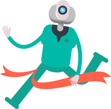 Bitiş çizgisinde çalışan İnsanımsı Doktor Karakteri