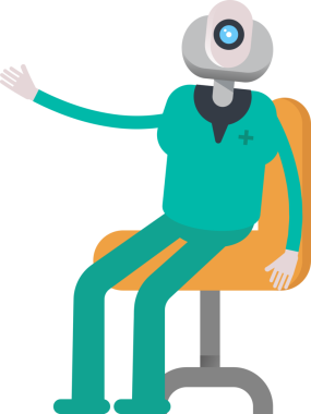 Ofis Sandalyesinde oturan İnsanımsı Doktor Karakteri