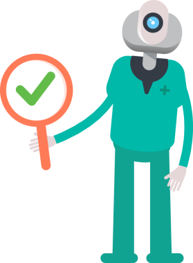 İnsanımsı Doktor Karakteri Deneme İşareti Gösteriliyor