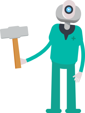 İnsansı Doktor Karakteri Sledge Hammer 'ı Tutuyor