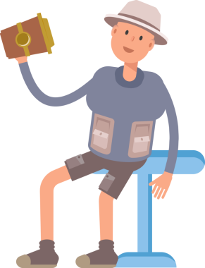 Turist Karakteri Kahve İçiyor