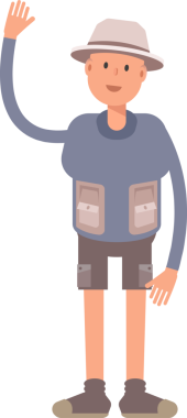 Turist Karakteri Tek Elini Kaldırıyor