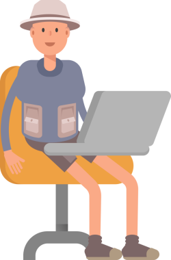 Laptop 'ta Çalışan Turist Karakteri