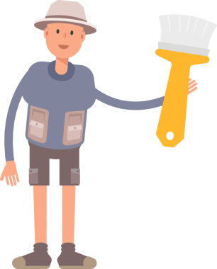 Turist Karakteri Boyama Fırçası İllüstrasyonu