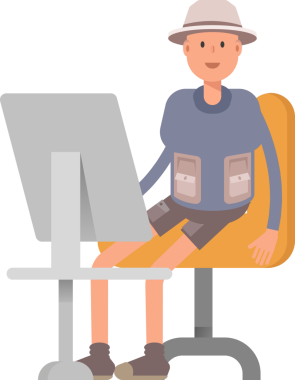 Masaüstünde Çalışan Turist Karakteri